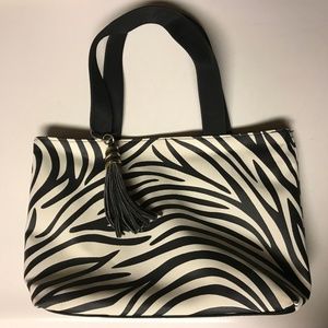 White/Black Zebra Purse with leather tassel